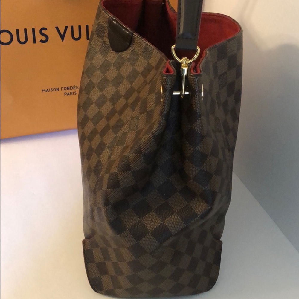 LOUIS VUITTON Damier Ebene Caissa Hobo Cerise Red - Picture 3 of 8